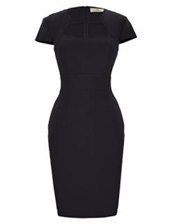 GRACE KARIN Vintage Kleid schwarz Rockabilly Kleid Damen Pencil Kleid festlich Etuikleider S CL8947-1 von GRACE KARIN