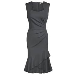 GRACE KARIN Vintage Meerjungfrau Kleid Für Frauen Ärmellos Geraffte Front Fischschwanz Kleid Bodycon Dunkelgrau XXL von GRACE KARIN