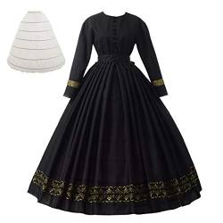 GRACEART Damen 1860s Viktorianisches Kleid Rokoko Party Kostüm (Schwarz, L) von GRACEART