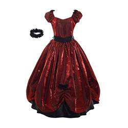 GRACEART Damen Abendmode Vintage Frauen Viktorianischen Bowknot Kleid Gothic Ballkleid Elegante Abschlussball voll (2XL, Rot) von GRACEART