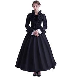 GRACEART Damen Gothic Viktorianisches Kleid Renaissance Maxi Kostüm (L, Schwarz) von GRACEART