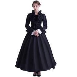 GRACEART Damen Gothic Viktorianisches Kleid Renaissance Maxi Kostüm (XL, Schwarz) von GRACEART