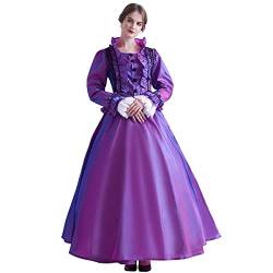 GRACEART Damen Gothic Viktorianisches Kleid Renaissance Maxi Kostüm (XXL, Lila) von GRACEART