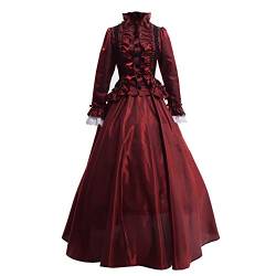 GRACEART Damen Gothic Viktorianisches Kleid Renaissance Maxi Kostüm (XXL, Rot) von GRACEART