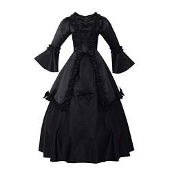 GRACEART Damen Langarm Mittelalter Kleid Gothic Viktorianisches Renaissance Maxi Kostüm (schwarz, M) von GRACEART