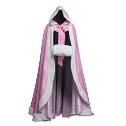 GRACEART Damen Lange Weisse Hochzeit Wraps Kunstpelz Cape Winter mit Hauben Umhang Fuer Braut Mäntel (Rosa) von GRACEART