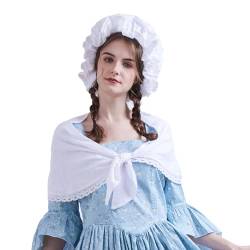 GRACEART Damen Mob Cap Prarie Bonnet Erwachsene Pioneer Bonnet Kolonial Kostüm 100% Baumwolle, Style-01 Motorhaube und Schal, Medium von GRACEART