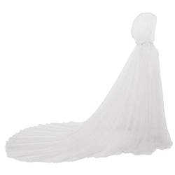 GRACEART Damen Tüll Umhang Hochzeit Mantel mit Kapuze Lange Jacke Braut Wraps Cape (Weiß) von GRACEART