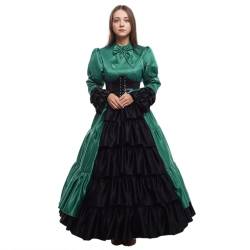 GRACEART Frauen mittelalterlichen viktorianischen Kostüm Vintage Rüschen Fancy Dress mit Krinoline und Gürtel (Grün, XX-Large) von GRACEART