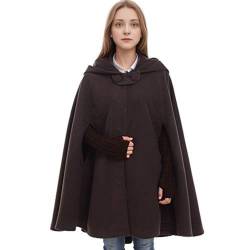 GRACEART Gothic Mittelalter Unisex Poncho Cape Fledermaus Shal Umhang Überwurf (Kurz- Kaffee) von GRACEART