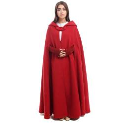 GRACEART Gothic Mittelalter Unisex Poncho Cape Fledermaus Shal Umhang Überwurf (Lang- rot) von GRACEART