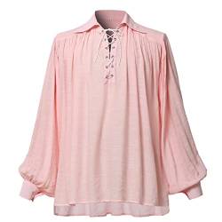 GRACEART Mittelalter Dichter Pirat Oversized Shirt Renaissance Festival Outfit Freizeitkleidung Tops für Männer oder Frauen, rose, L von GRACEART