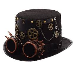 GRACEART Unisex Steampunk Hut Steampunk Zylinder Hut Steampunk Hut für Männer oder Frauen (DE/NL/SE/PL, Alphanumerisch, L, Style-07) von GRACEART