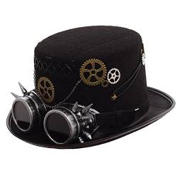 GRACEART Unisex Steampunk Hut Steampunk Zylinder Hut Steampunk Hut für Männer oder Frauen (DE/NL/SE/PL, Alphanumerisch, L, Style-08) von GRACEART