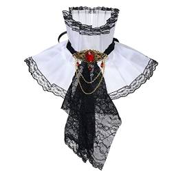 GRACEART Viktorianisch Jabot Halsband Hals Rüschen (Schwarz-Weiss) von GRACEART