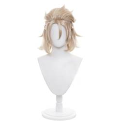 Cosplay Anime Role Play Coser Wig For Albedo Short Light Blonde Hair Heat Resistant Synthetic Wigs von GRACETINA HOO