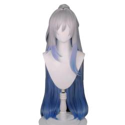 Cosplay Anime Role Play Coser Wig For Jingliu Honkai: Star Rail Long White Blue Hair Heat Resistant Synthetic Wigs von GRACETINA HOO