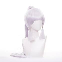 Cosplay Anime Role Play Coser Wig For Kamisato Ayaka Light Purple Ponytail Long Curly Hair von GRACETINA HOO