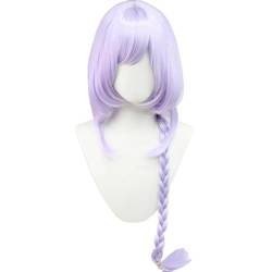 Cosplay Anime Role Play Coser Wig For Qiqi Light Purple Twisted Ponytail Long Hair Heat Resistant Synthetic Wigs von GRACETINA HOO