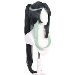 Cosplay Anime Role Play Coser Wig For Xianyun Cloud Retainer Long Black Green Ponytail Hair von GRACETINA HOO