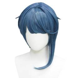 Cosplay Anime Role Play Coser Wig For Xingqiu Short Grey Blue Hair Heat Resistant Synthetic Wigs von GRACETINA HOO