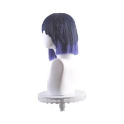 Cosplay Anime Role Play Coser Wig For Yelan Short Blue Gradient Hair Heat Resistant Synthetic Wigs von GRACETINA HOO