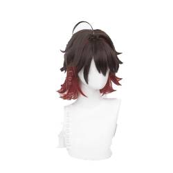 Cosplay Anime Role Play Wig For Gaming Short Reddish Brown Gradient Hair Heat Resistant Synthetic Wig von GRACETINA HOO