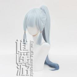 Cosplay Anime Role Play Wig For Kamisato Ayaka Light Blue Gradient Ponytail Long Hair von GRACETINA HOO
