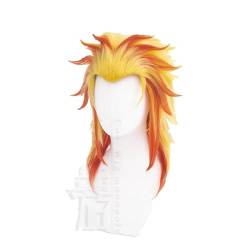 Cosplay Anime Role Play Wig For Rengoku Kyoujurou Heat Resistant Synthetic Wigs von GRACETINA HOO