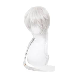 Cosplay Anime Role Play Wig For Stray Dogs Long White Twisted Ponytail Hair Heat Resistant Synthetic Wigs von GRACETINA HOO