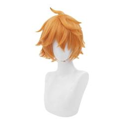 Cosplay Anime Role Play Wig For Tartaglia Short Orange Hair Heat Resistant Synthetic Wigs von GRACETINA HOO