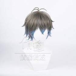 Cosplay Anime Role Play Wig For Vtuber Lkeeveland Blue Brown Gradient Short Hair Heat Resistant Synthetic Wigs von GRACETINA HOO