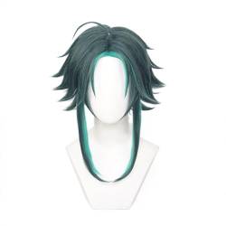 Cosplay Anime Role Play Wig For Xiao Green Gradient Short Hair Heat Resistant Synthetic Wigs von GRACETINA HOO