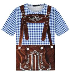 GRAJTCIN Herren Bayerisches Oktoberfest Kostüm Kurzarm T-Shirt, Blau, 3X-Groß von GRAJTCIN