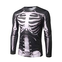 Gratjcin 3D-Skelett-T-Shirt, langärmelig - Schwarz - X-Groß von GRAJTCIN