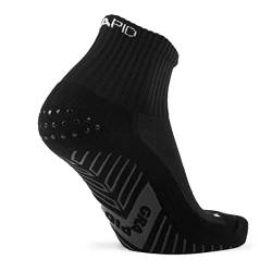 GRAPID Antirutsch Sportsocken für alle Geschlechter. Sportsocken für Herren. Fußballsocken, Laufsocken, Grip Socken, Ultimativer Halt für Athleten - Anklet (EU 38-41, Anklet - Schwarz) von GRAPID