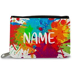 GRAVURZEILE Bedruckte Geldbörse - Color Splash Design - Personalisiert mit Name - Geschenk für Kinder & Teenager für Taschengeld Fahrkarte - für Jungen Mädchen zum Geburtstag - Farbe: Color Splash von GRAVURZEILE