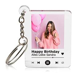 GRAVURZEILE Bedruckter Schlüsselanhänger aus Acrylglas - Song Cover mit Foto - Personalisiertes Geschenk mit eigenem Bild im Spotify Musik Cover Design - Fotogeschenke für Sie & Ihn, Transparent von GRAVURZEILE