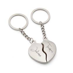 GRAVURZEILE Schlüsselanhänger mit Gravur - Farbe: Silber - Zwei Herzhälften - Geschenk für Frauen - Dankeschön Geschenke - Geschenke zum Jahrestag - Personalisierte Geschenke von GRAVURZEILE