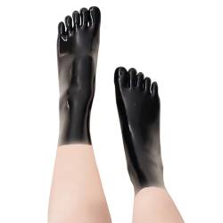 GREEFEI Latex Gummi Zehen Socken Kurz, Schwarz Sexy Latex Knöchel Socken Zubehör Kleidung für Frauen und Männer (DE/NL/SE/PL, Alphanumerisch, L, Regular, Regular, Schwarz) von GREEFEI