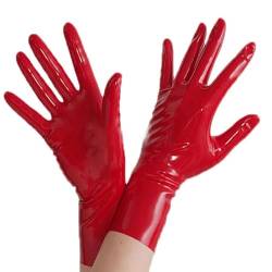 GREEFEI Rote Latex Handschuhe Fäustlinge für Frauen, Länge 13inch für Cosplay Kleidung Zubehör Party Clubwear Handschuhe (Latex, Rote,L) von GREEFEI