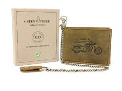 GREEN DEED Echtleder Herren Geldbörse – Groß Portmonee aus Leder – Portemonnaie mit Münzfach – Tri-Fold Geldbeutel Männer - Vintage Braun - Motorradfahrer Moto Motorrad - 12 x 9 x 3 cm von GREEN DEED