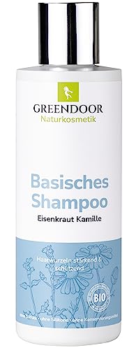 GREENDOOR Basisches Bio Shampoo Eisenkraut 200ml kraftloses Haar, ohne Sulfate Silikon, Natur Haarpflege biologisch abbaubar, outdoor geeignet, Naturkosmetik von GREENDOOR