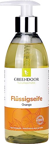 GREENDOOR Bio Flüssigseife ORANGE 250ml vegan, Seife biologisch abbaubar, Naturseife ohne Parabene, flüssige Handseife natürlich ohne Tierversuche, Hände von GREENDOOR