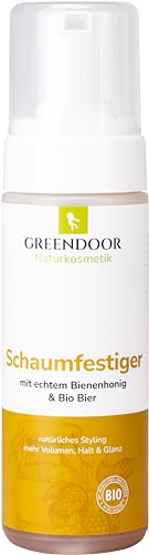 GREENDOOR Bio Schaumfestiger 150ml, Volumen Kraft Pflege, perfekt gestyltes natürliches Haar mit BIO Bier Melisse Honig, Naturkosmetik Haarpflege ohne Silikone Parabene von GREENDOOR