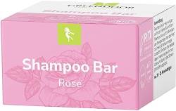 GREENDOOR Bio Shampoo Bar Rose 75g vegan, festes mildes Haarshampoo ohne Plastik Silikone Parabene für Damen aller Haartypen, Natur Haarpflege mit Bio Sheabutter Aloe Vera von GREENDOOR