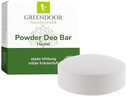 GREENDOOR Powder Deo Bar herbal 60g, festes Deo Stück Stick vegan mit Bio Babassu, Natur Deodorant ohne Plastik/Aluminium, natürlicher Kräuter-Duft unisex für Damen + Herren von GREENDOOR