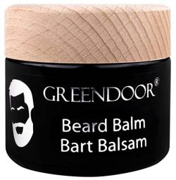 GREENDOOR VEGANER BARTBALSAM 50ml, Premium Bio Bartpflege, frischer Duft, reine ätherische Öle, Naturkosmetik, natürlicher Balsam für Bart Vollbart, Natur von GREENDOOR