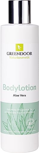 GREENDOOR vegane Bodylotion Aloe Vera 250ml, Naturkosmetik Körperlotion, Manufaktur-Qualität ohne Silikon, ohne Parabene, natürliche Körpermilch gegen trockene Haut, Natur Body Lotion von GREENDOOR