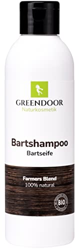 GREENDOOR vegane Natur Bart-Seife 200ml, natürliches Bio Bartshampoo ohne Silikone Sulfate Parabene, Naturkosmetik biologisch abbaubar Bartpflege von GREENDOOR